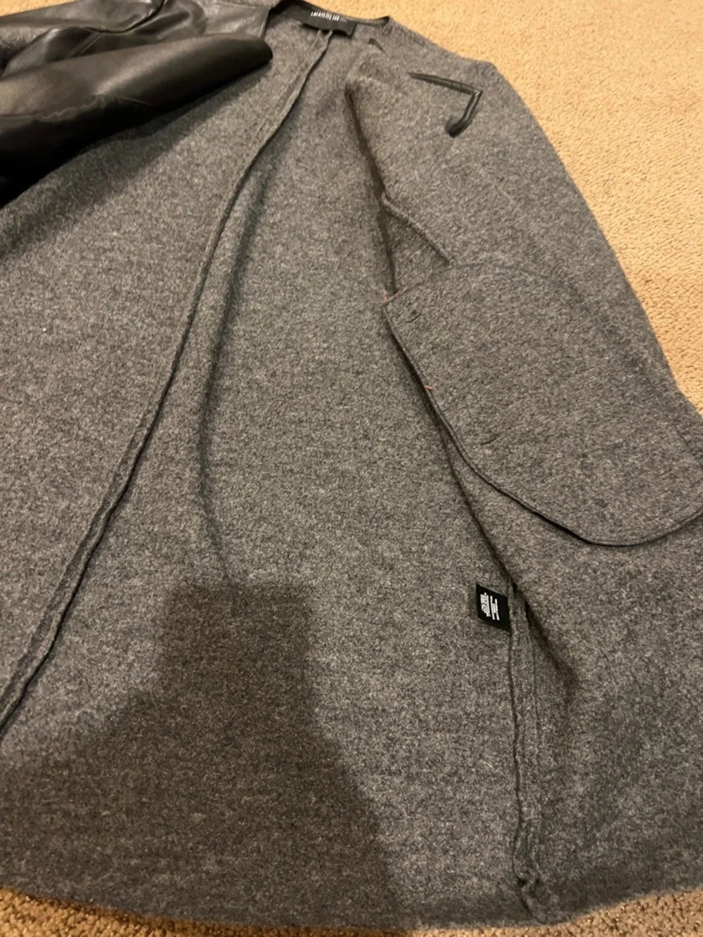 Lafayette 148 gray black leather wool jacket large color smoke - Picture 8 of 11